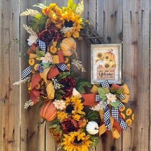 Handmade oval sunflower wreath